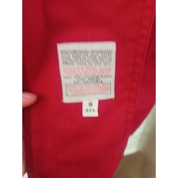 Women's London Fog Red Long Detachable Jacket With Pockets Size 16 - Picture 5 of 6